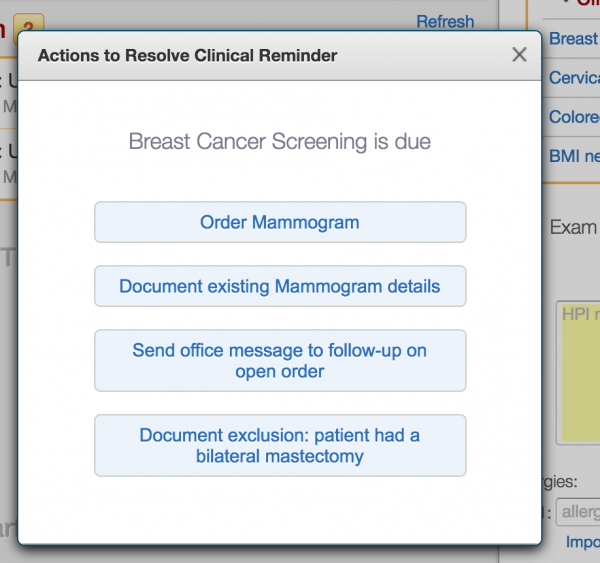 Breast Cancer Screening Actions