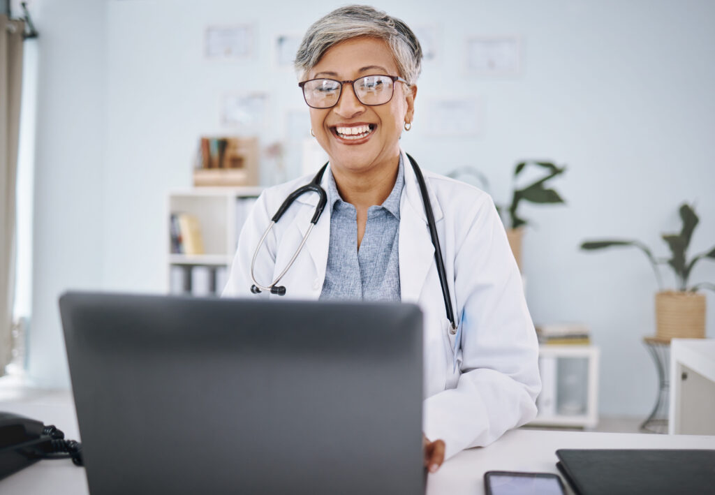 happy woman doctor smiling