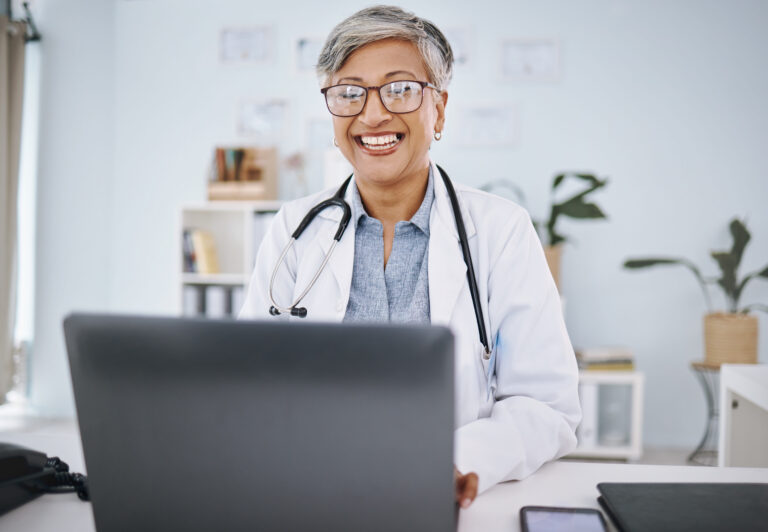 happy woman doctor smiling